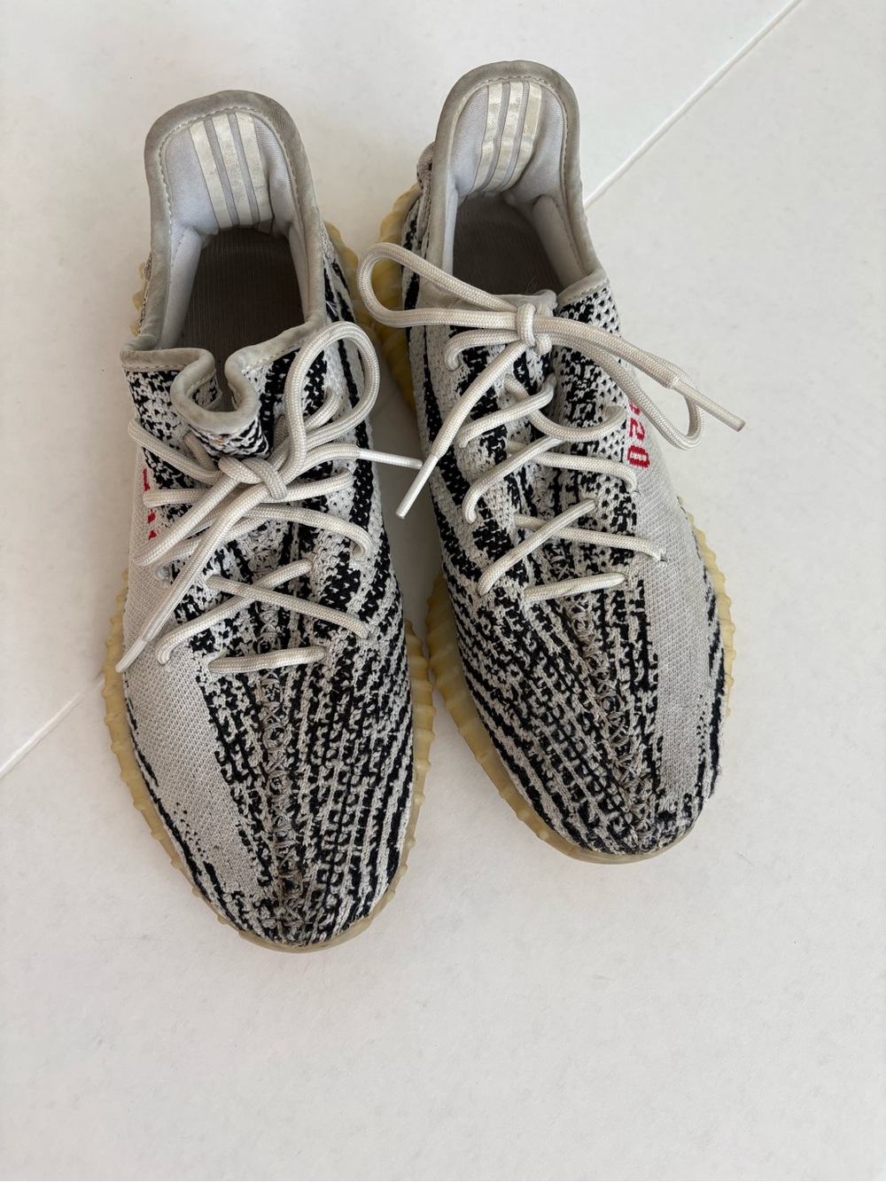 Men's Athletic Knit Trainers in Cream & Black
